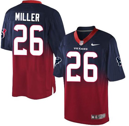Nike Texans #26 Lamar Miller Navy Blue/Red Men's Stitched NFL Elite Fadeaway Fashion Jersey - Click Image to Close